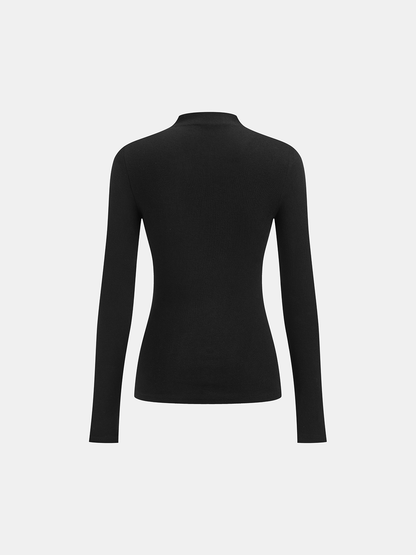 Slim Fit Dik Yaka Uzun Kollu Tişört
