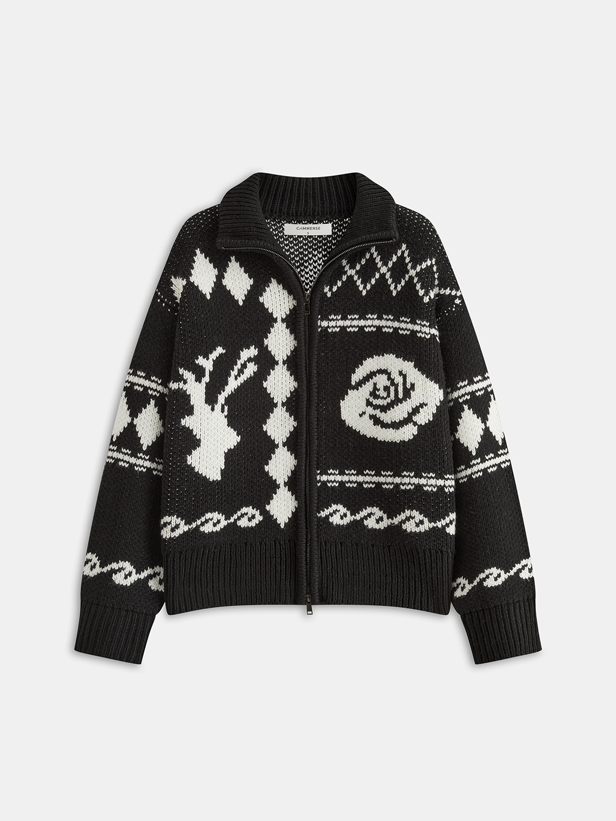 Fair Isle Fermuarlı Örgü Hırka