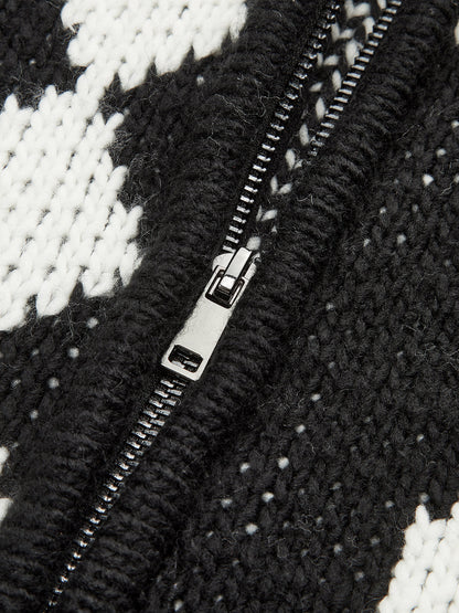Fair Isle Fermuarlı Örgü Hırka