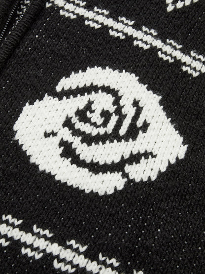 Fair Isle Fermuarlı Örgü Hırka
