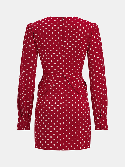 Polka Dot Rozet Üst ve Etek Takımı