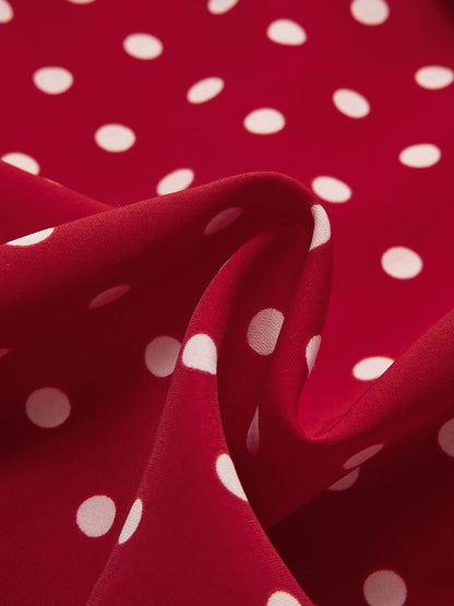 Polka Dot Rozet Üst ve Etek Takımı