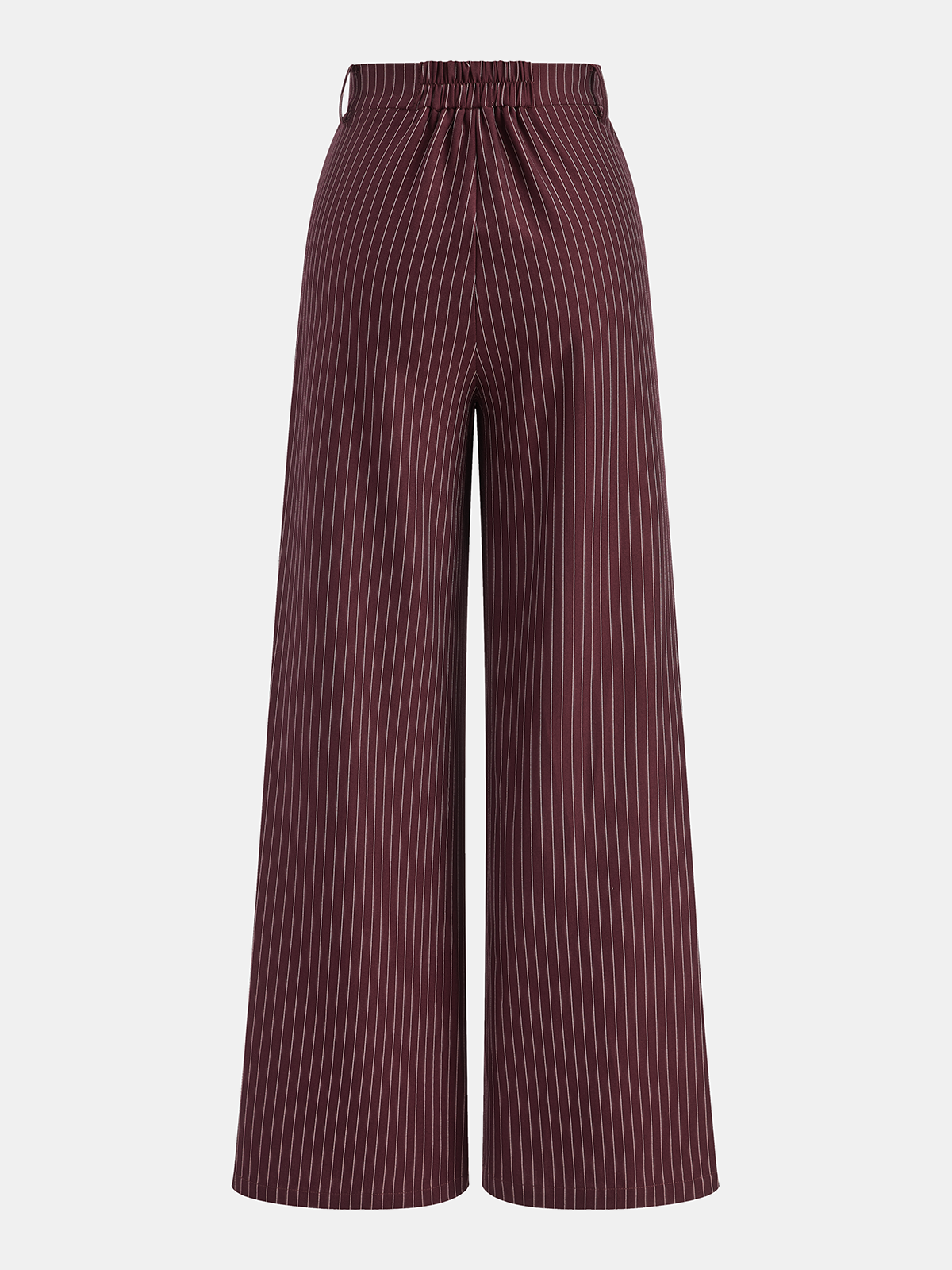 Asimetrik Bel Bantlı Çizgili Geniş Paça Pantolon