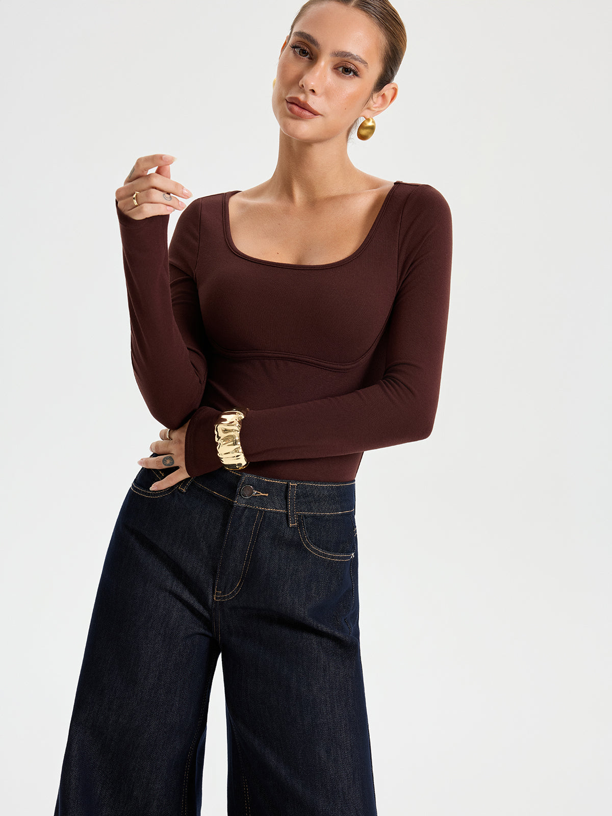Sütyensiz Kare Yaka Bodysuit