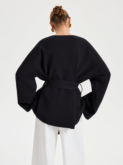 Kemerli V Yaka Kimono Hırka