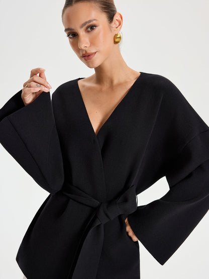Kemerli V Yaka Kimono Hırka