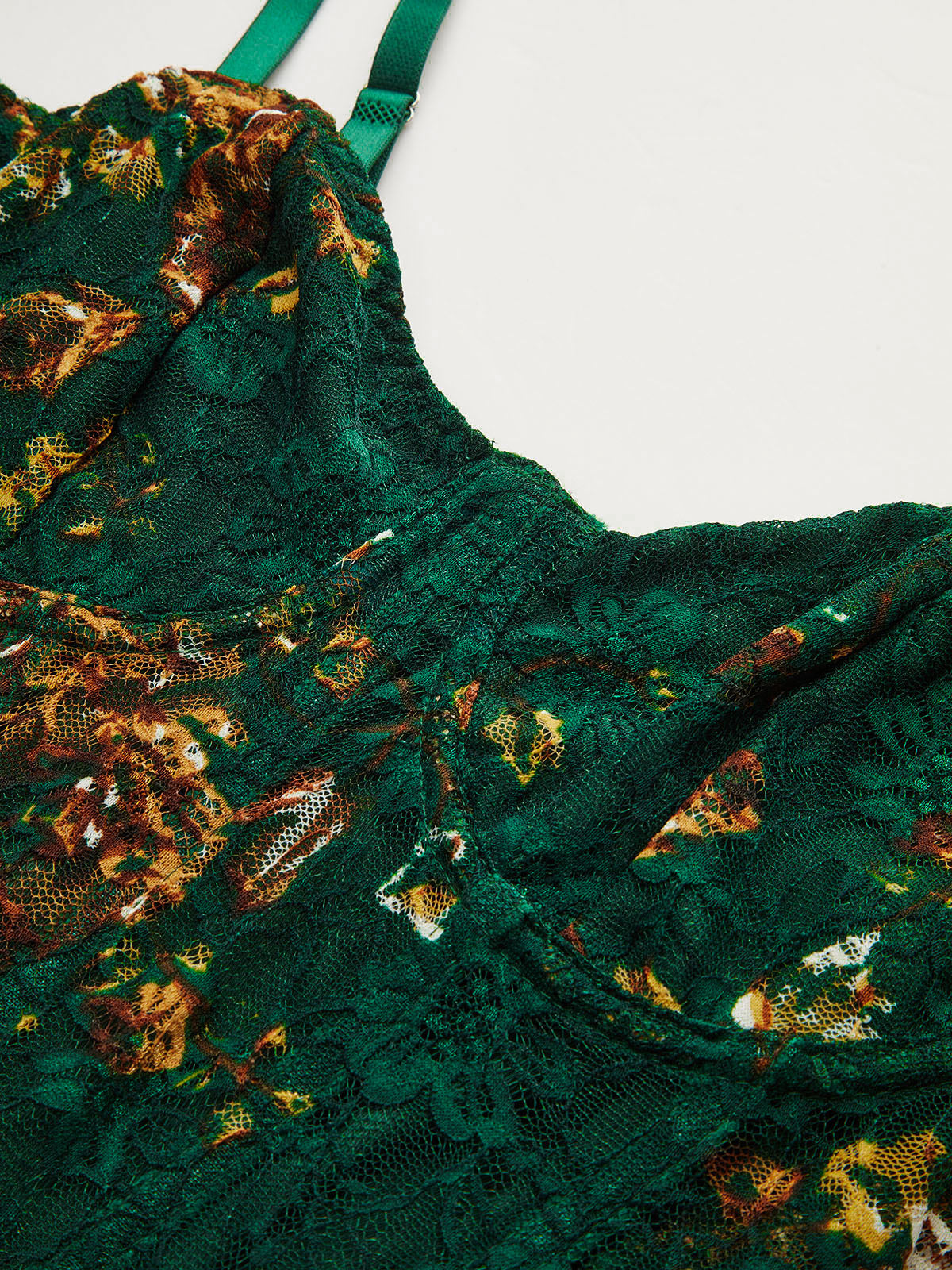 Çiçek Desenli Nakışlı Büstiyer Korse Bodysuit