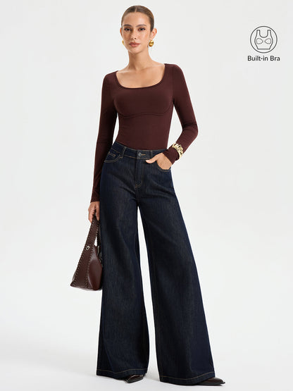 Sütyensiz Kare Yaka Bodysuit
