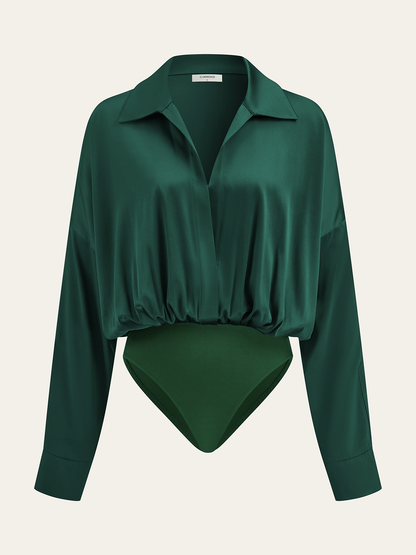 Saten Yaka Uzun Kollu Bodysuit