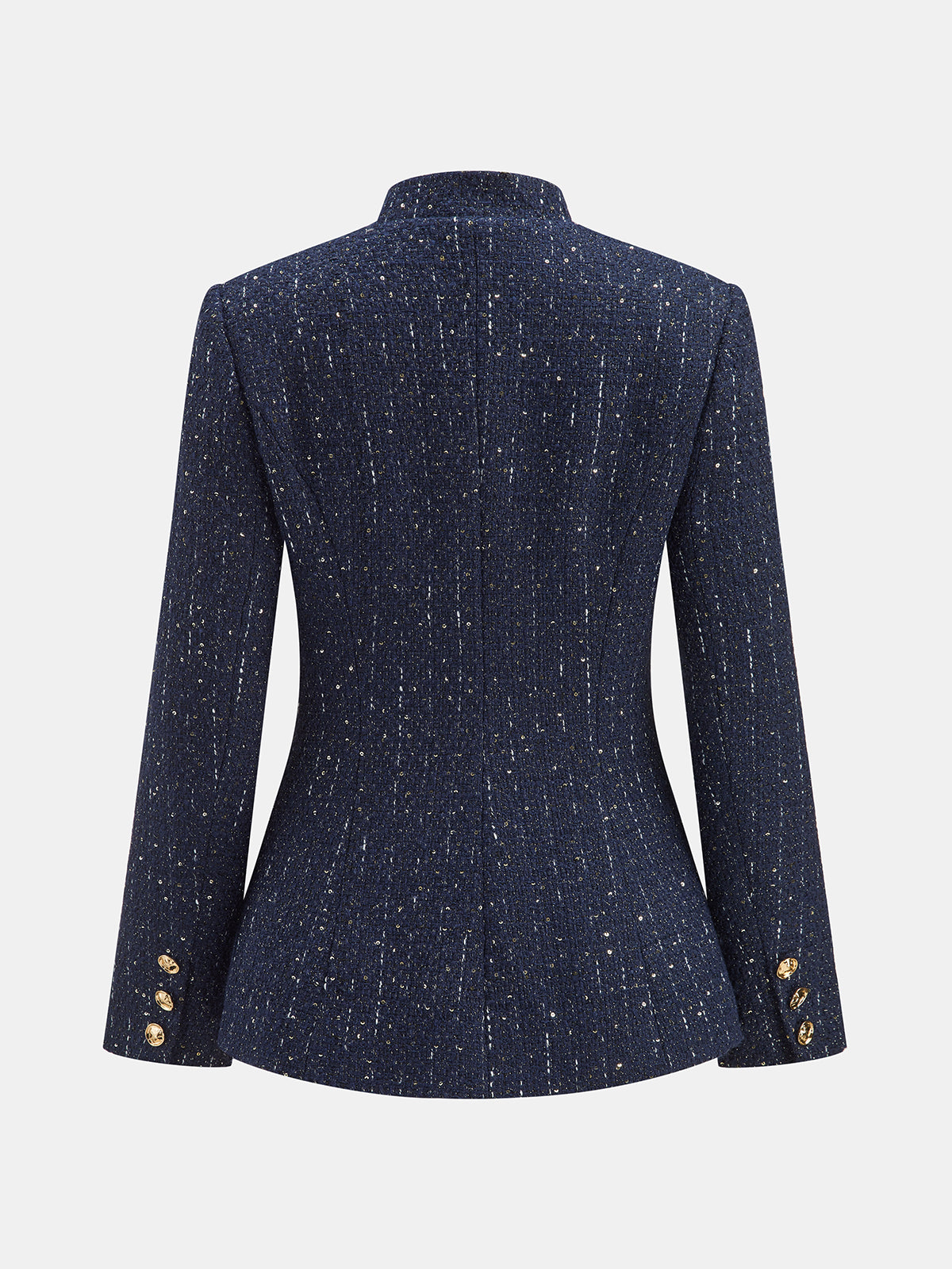 Metal Düğmeli Dik Yakalı Tüvit Blazer Ceket