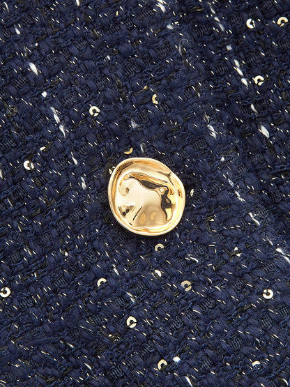 Metal Düğmeli Dik Yakalı Tüvit Blazer Ceket
