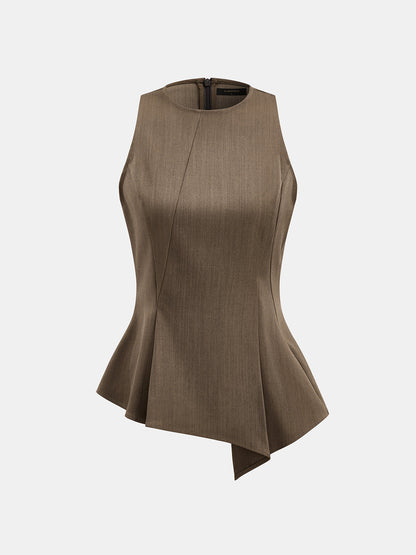 Asimetrik Peplum Üst ve Düz Paça Pantolon Takımı