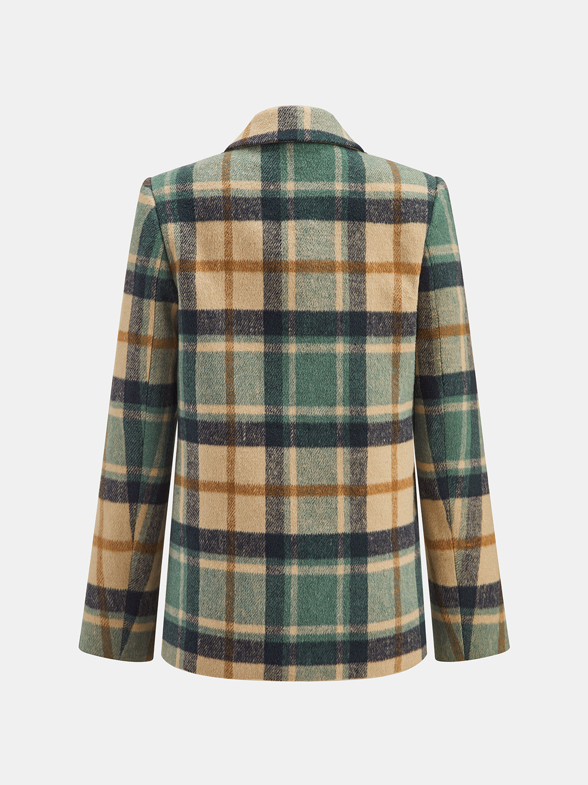 Çok Renkli Ekose Klasik Kesim Kruvaze Blazer Ceket