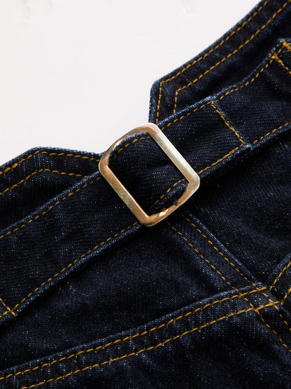 Arkası Tokalı Metal Düğmeli Bol Paça Jean