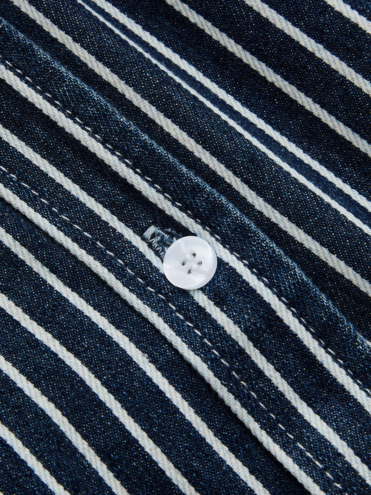 Çizgili Önden Düğmeli Denim Gömlek