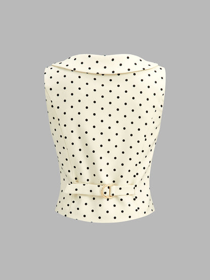 Puantiyeli Bebe Yakalı Kolsuz Yelek
