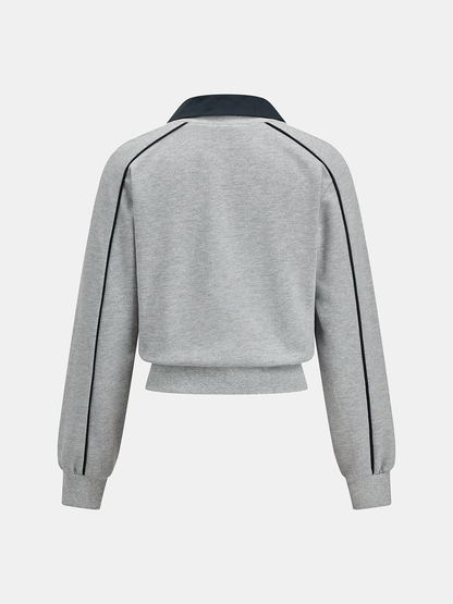 Yakalı Burgu Ön Detaylı Sweatshirt