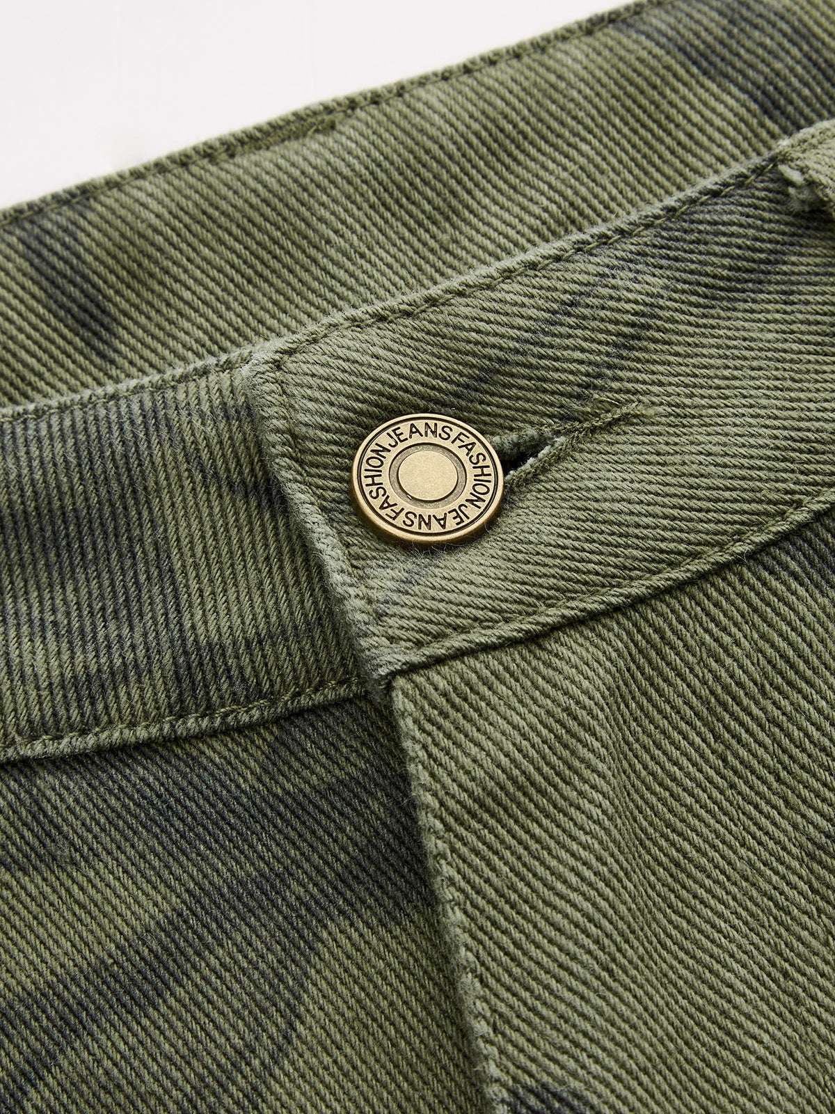 Vintage Çiçek Desenli Düz Paça Denim Pantolon