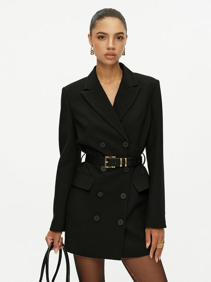 Kemerli Kruvaze Blazer Elbise