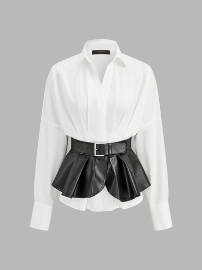 Çıkarılabilir Peplum Kemerli Gömlek