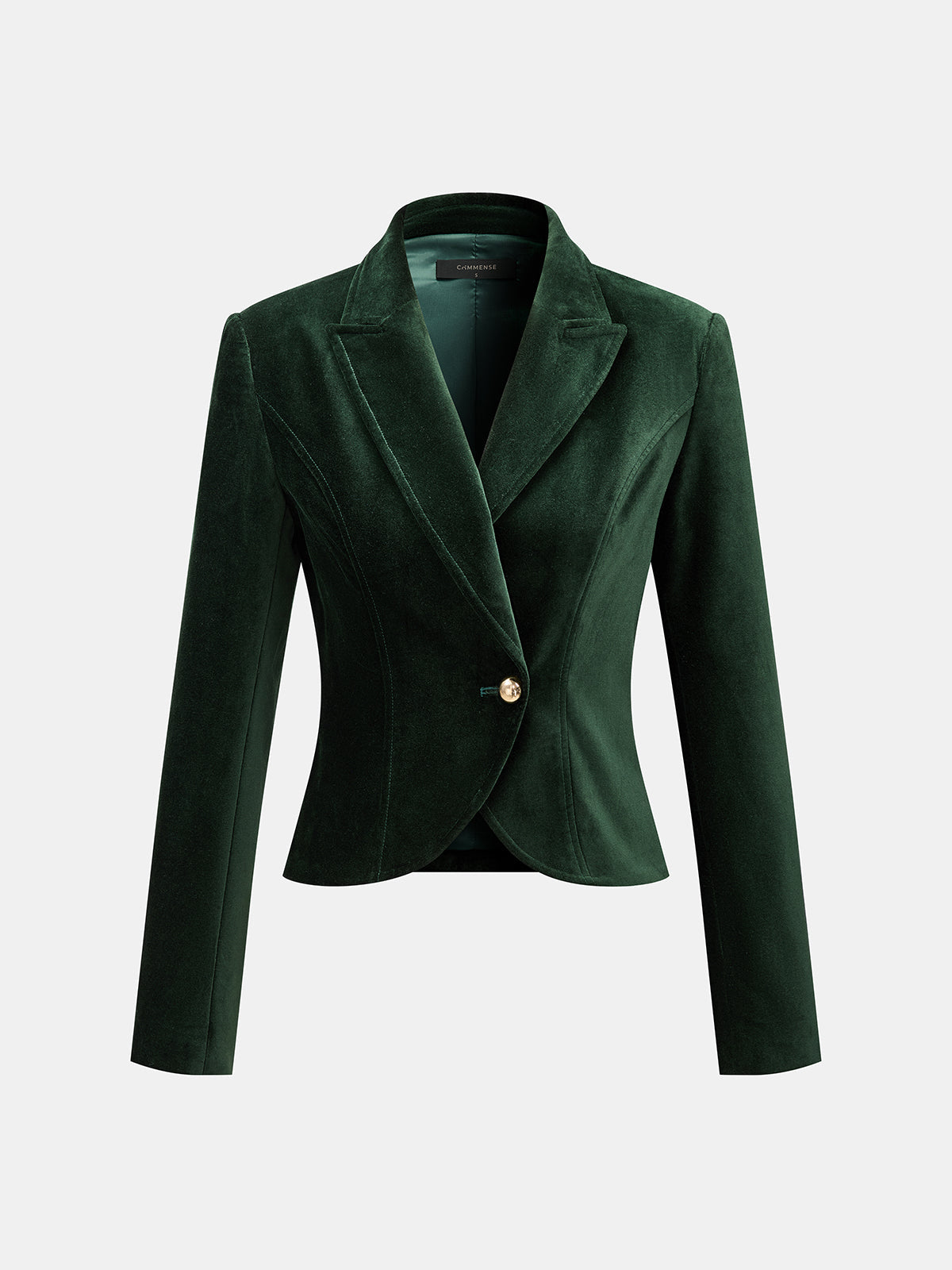 Tek Metal Düğmeli Kadife Blazer Ceket