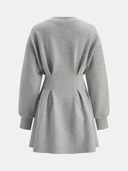 Beli Pileli Sweatshirt Mini Elbise