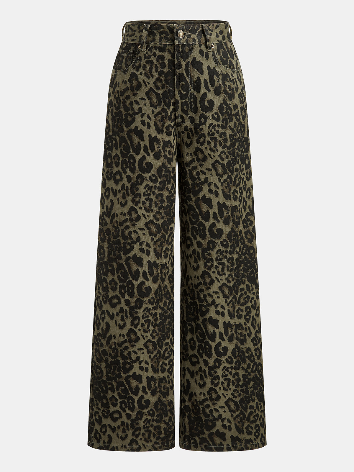 Vintage Leopar Desenli Bol Paça Jean