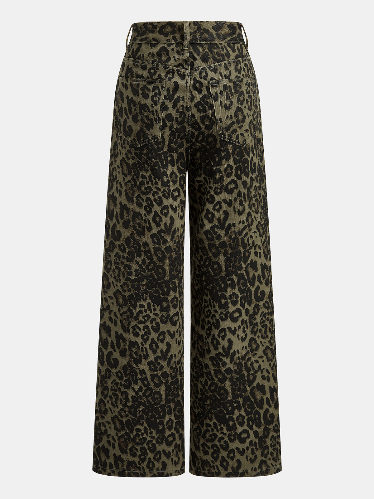 Vintage Leopar Desenli Bol Paça Jean