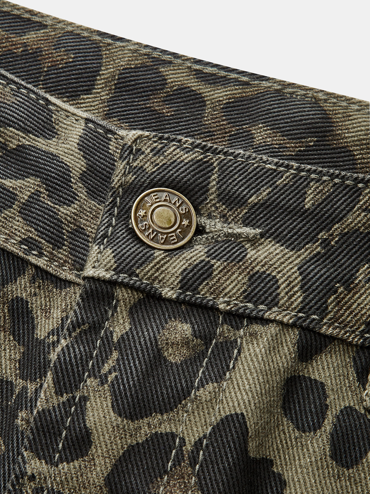 Vintage Leopar Desenli Bol Paça Jean