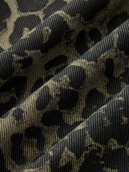Vintage Leopar Desenli Bol Paça Jean