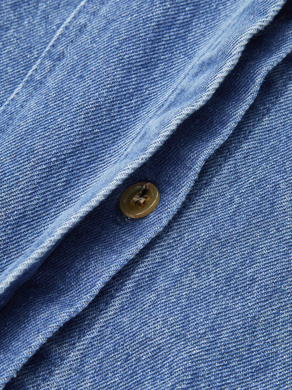 Asimetrik Dar Kesim Denim Gömlek