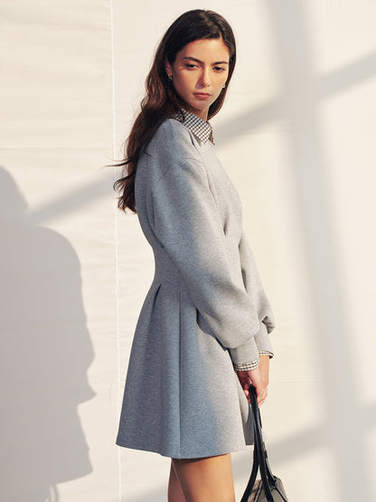Beli Pileli Sweatshirt Mini Elbise