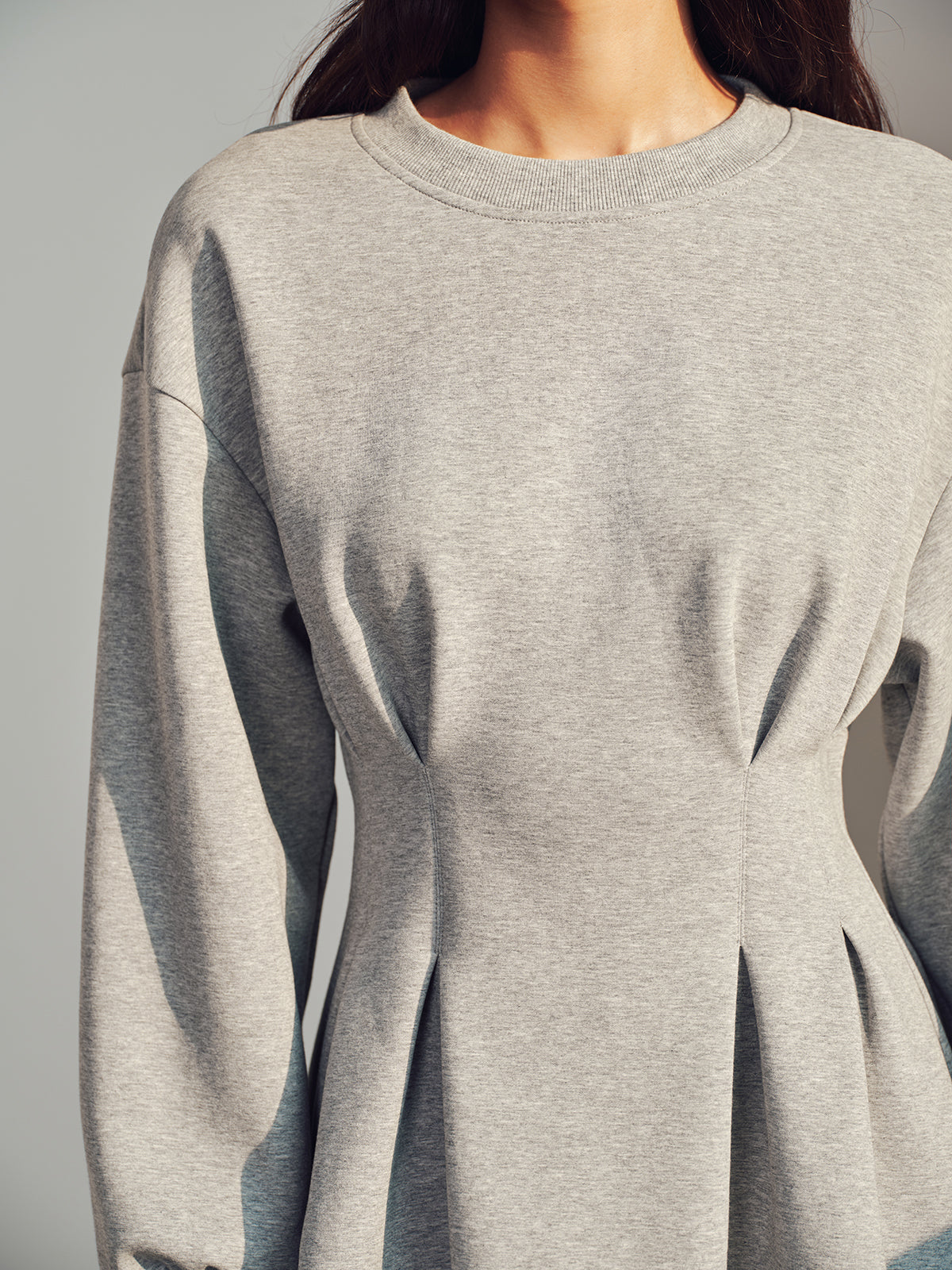 Beli Pileli Sweatshirt Mini Elbise
