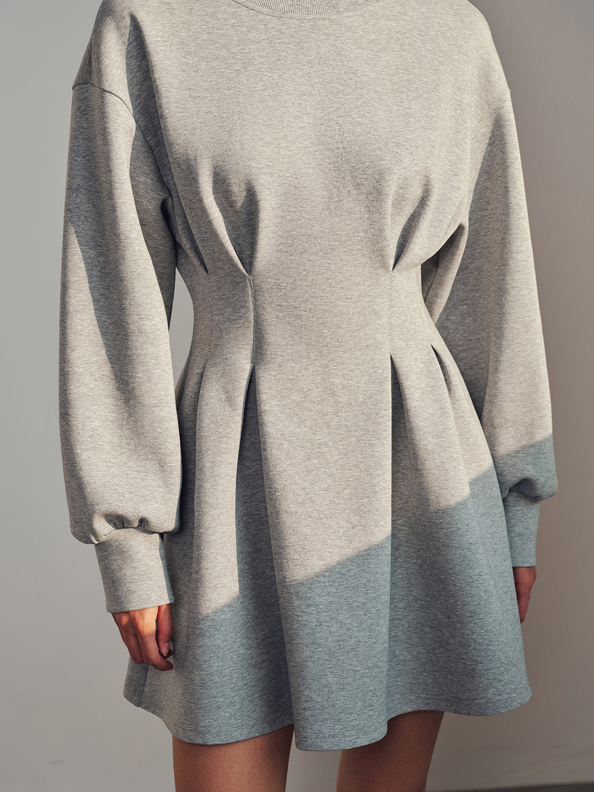 Beli Pileli Sweatshirt Mini Elbise