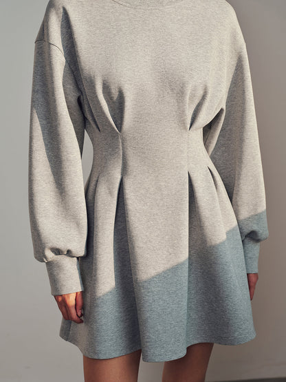 Beli Pileli Sweatshirt Mini Elbise