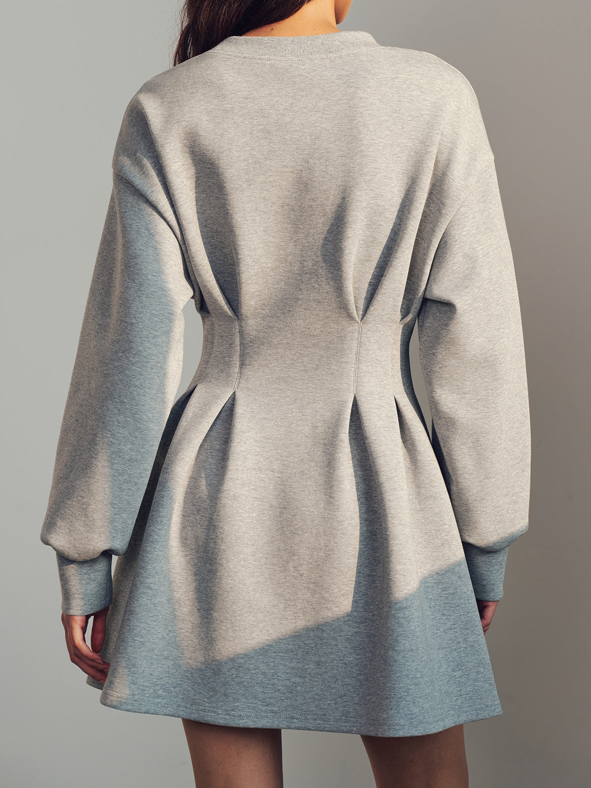 Beli Pileli Sweatshirt Mini Elbise