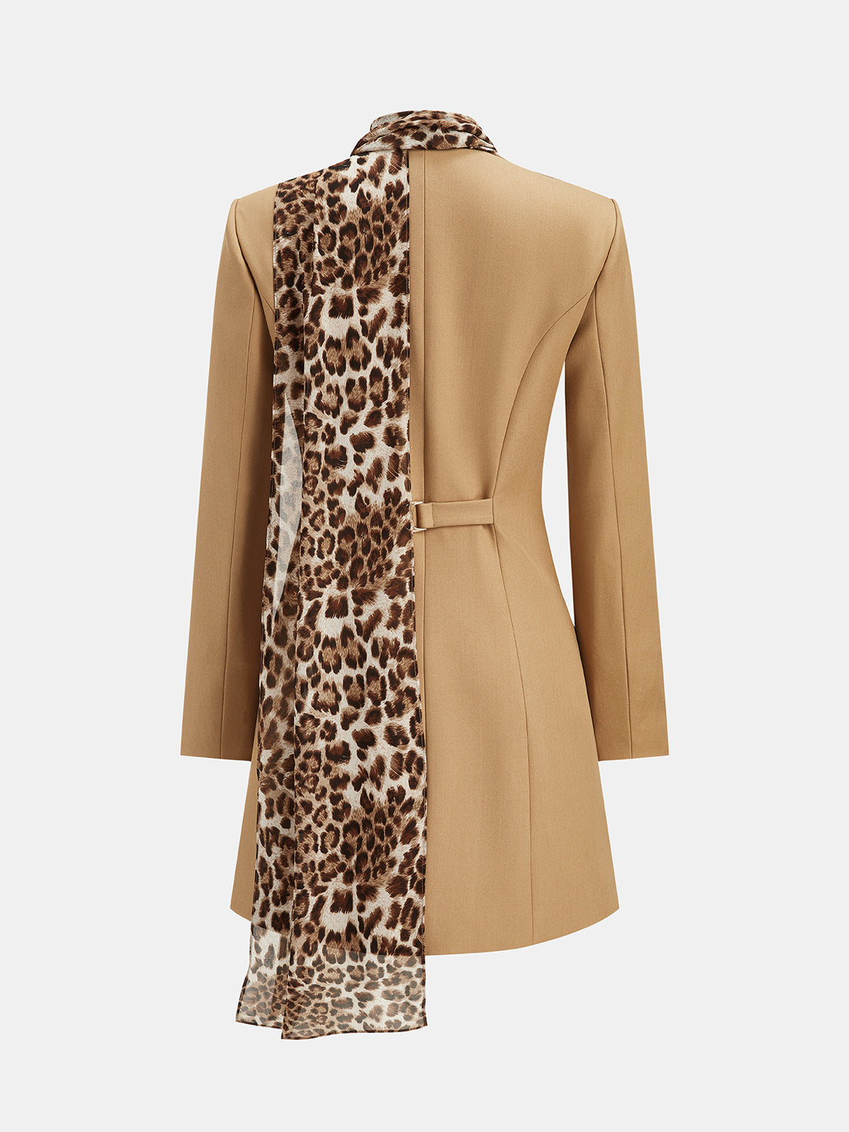 Leopar Fularlı Önden Düğmeli Blazer Mini Elbise