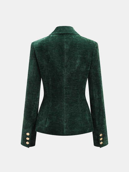 Kruvaze Kadife Blazer Ceket ve Şort Takımı