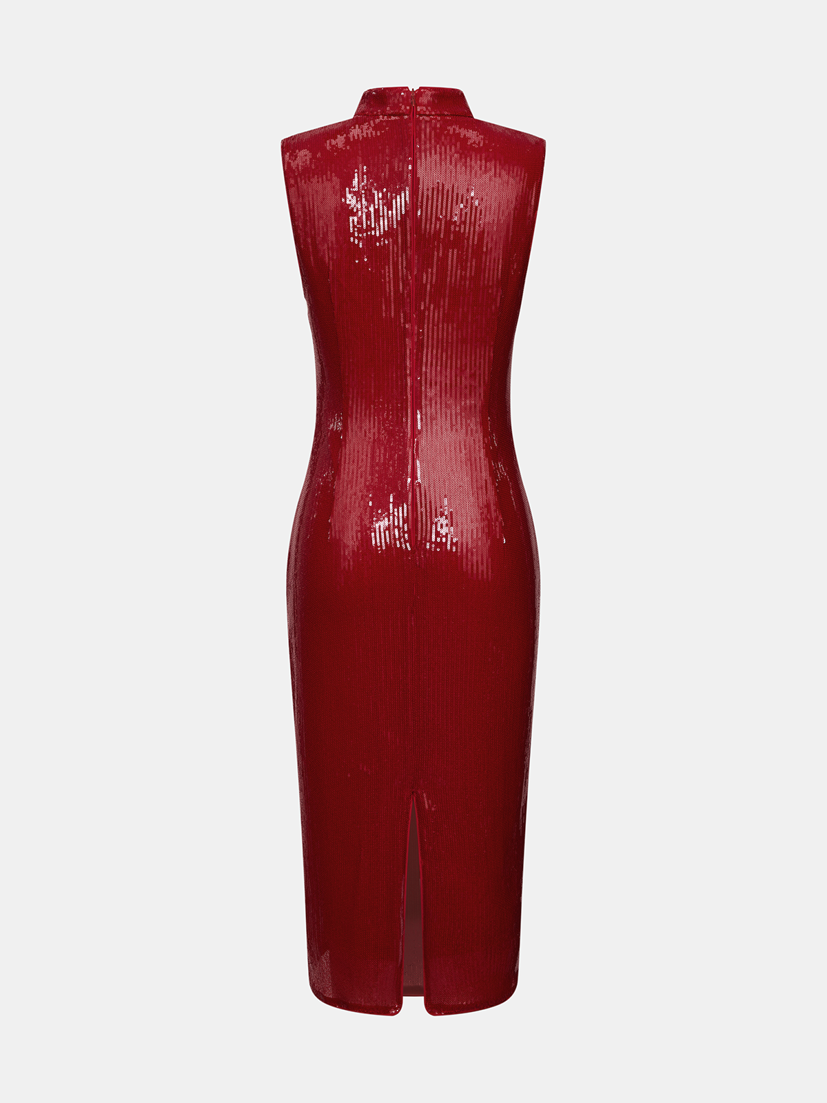 Çin Düğmeli Payetli Qipao Midi Elbise