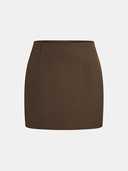 Dar Kesim Blazer Ceket ve Mini Etek Takımı