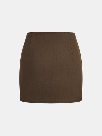 Dar Kesim Blazer Ceket ve Mini Etek Takımı