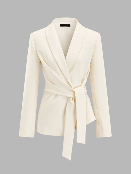 Belden Bağlamalı Kruvaze Blazer Ceket