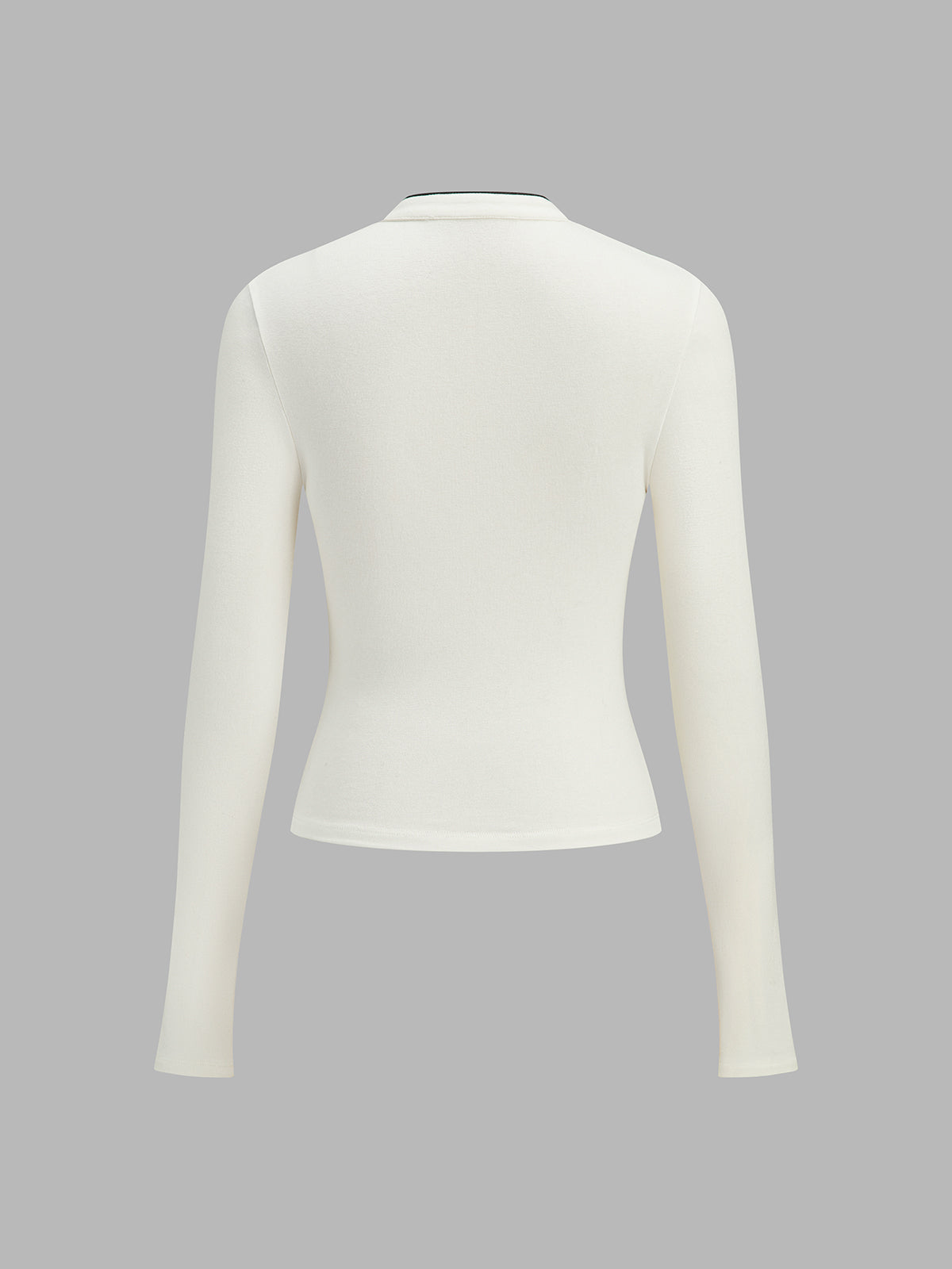 Çin Düğmeli Kontrast Biyeli Dar Kesim Bluz