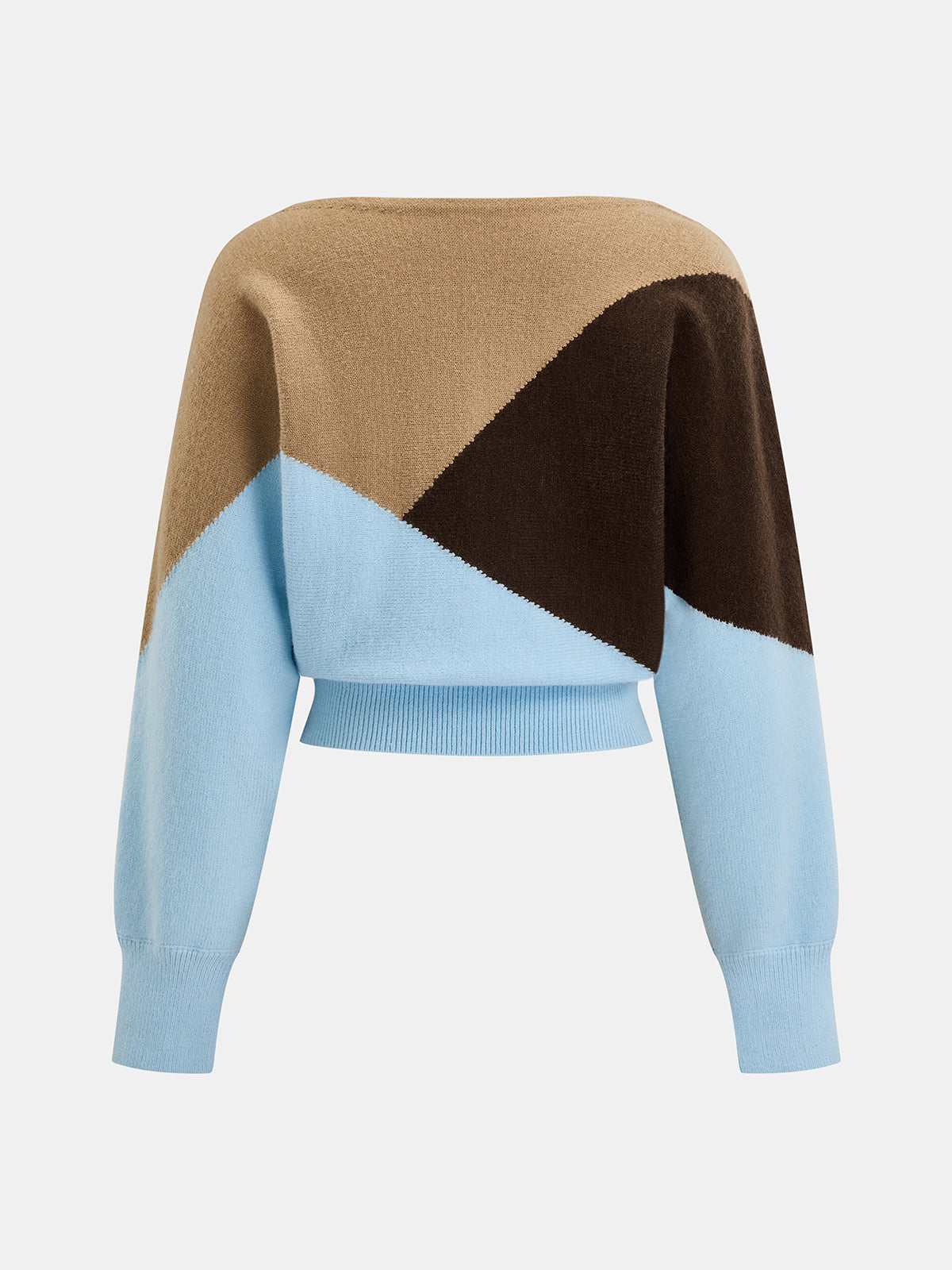 Renk Bloklu Geometrik Desenli Triko Kazak