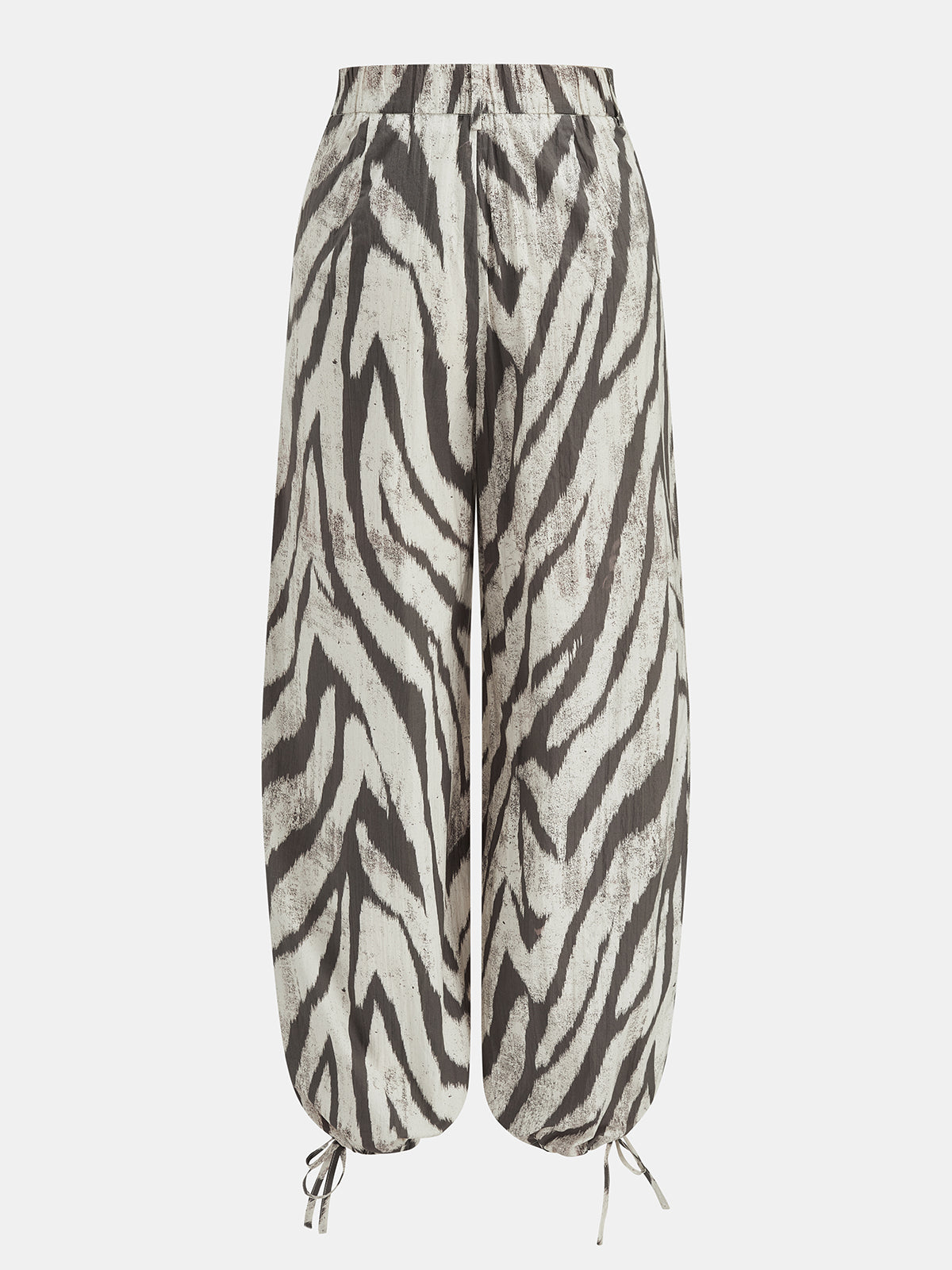 Zebra Desenli Paçası Büzgülü Pantolon
