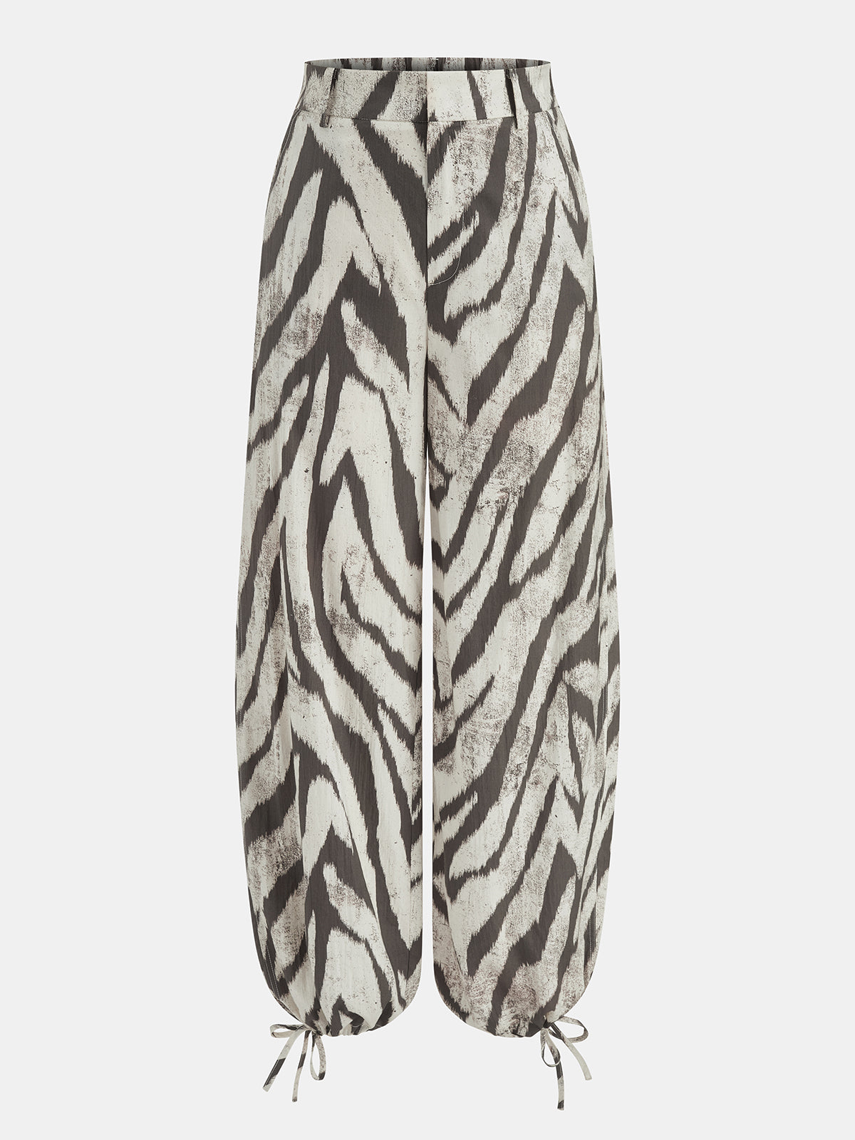 Zebra Desenli Paçası Büzgülü Pantolon
