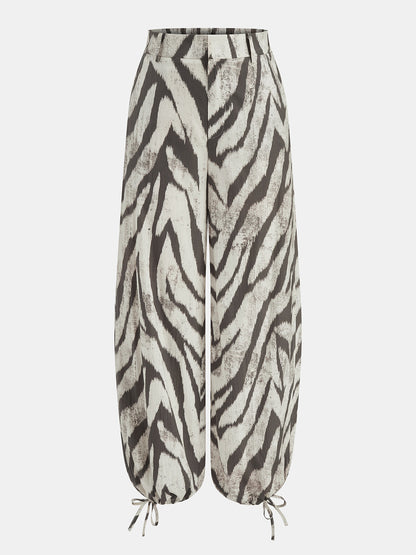 Zebra Desenli Paçası Büzgülü Pantolon
