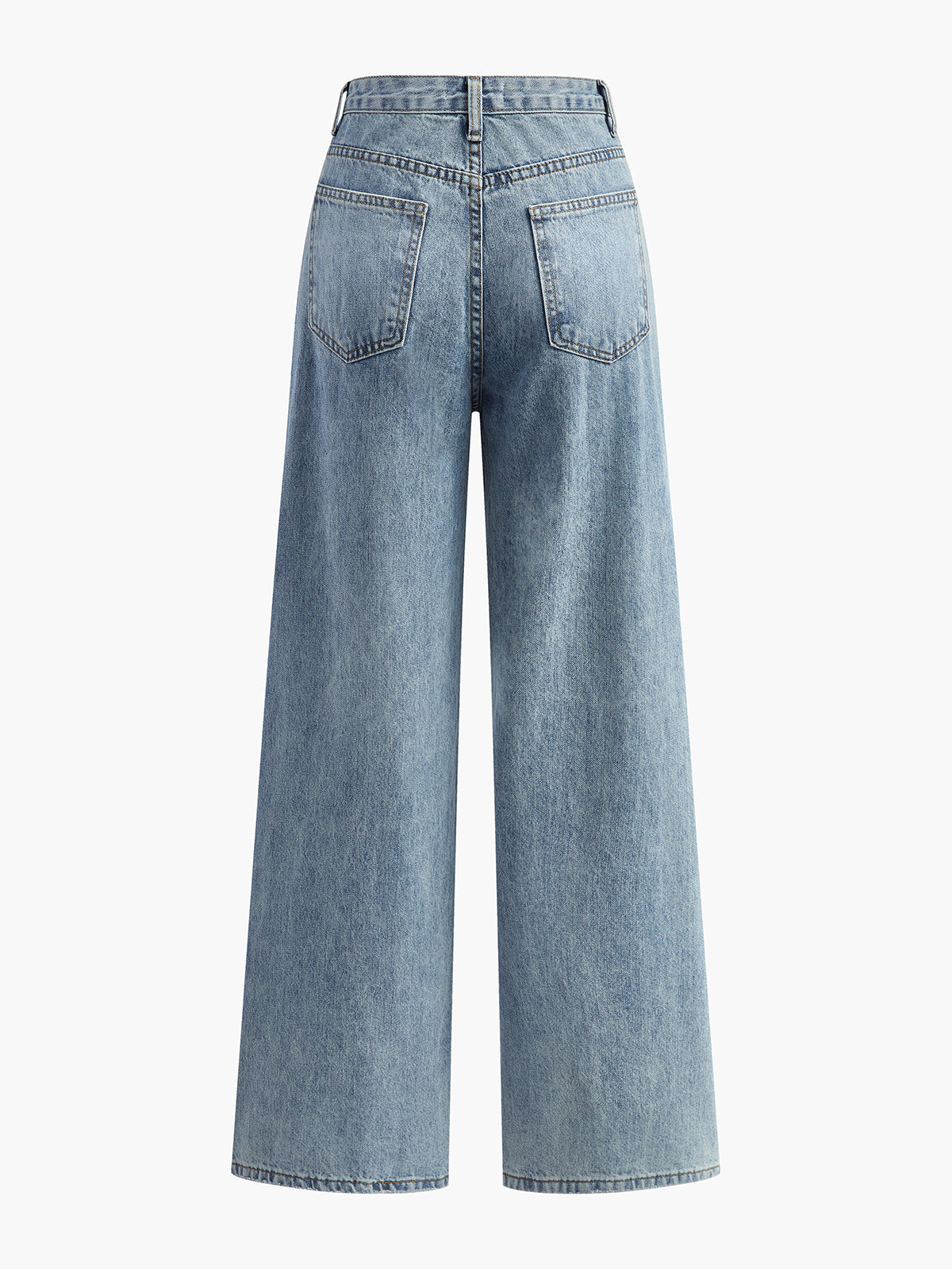 Asimetrik Kemer Bantlı Denim Pantolon
