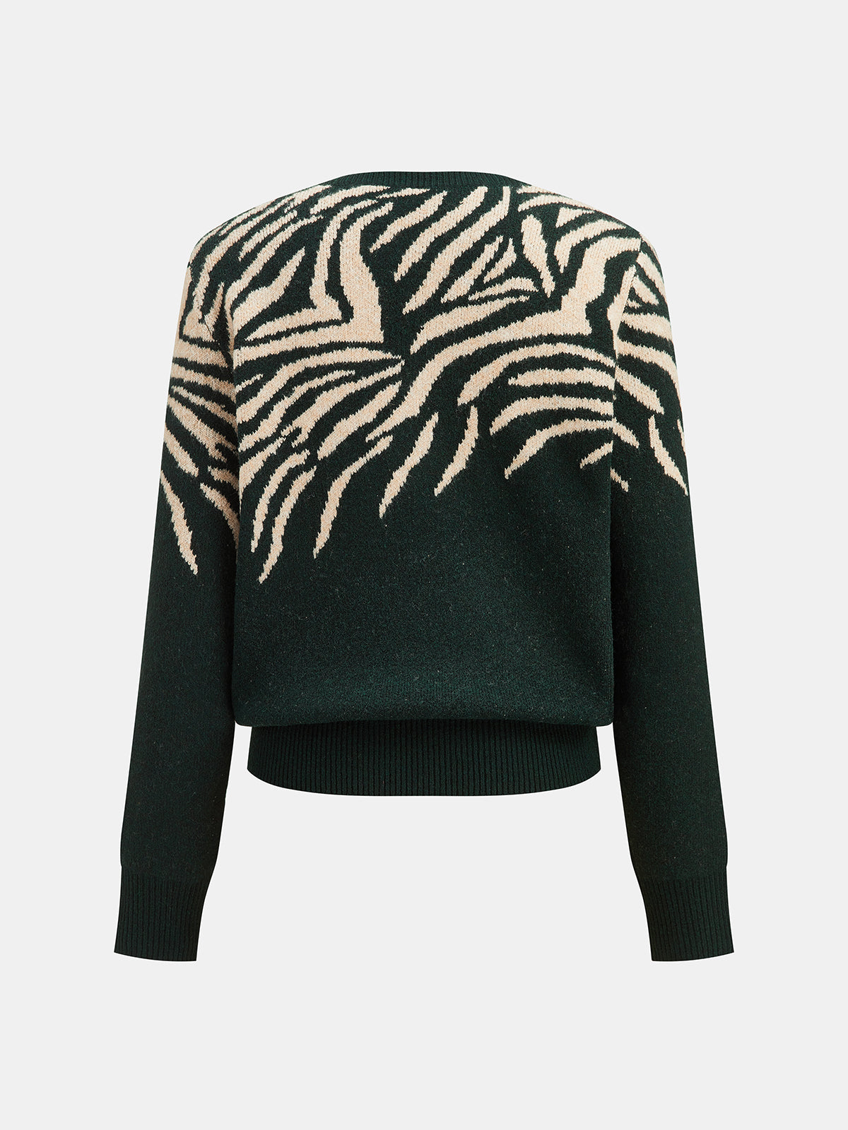 Zebra Desenli Bisiklet Yaka Triko Kazak