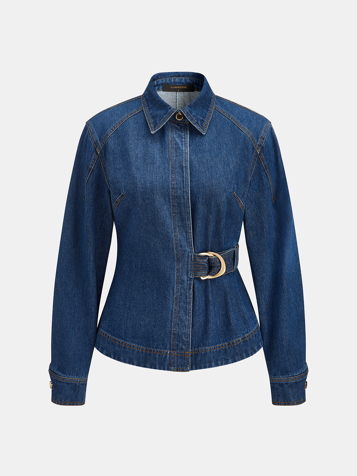 Belden Tokalı Yakalı Denim Ceket
